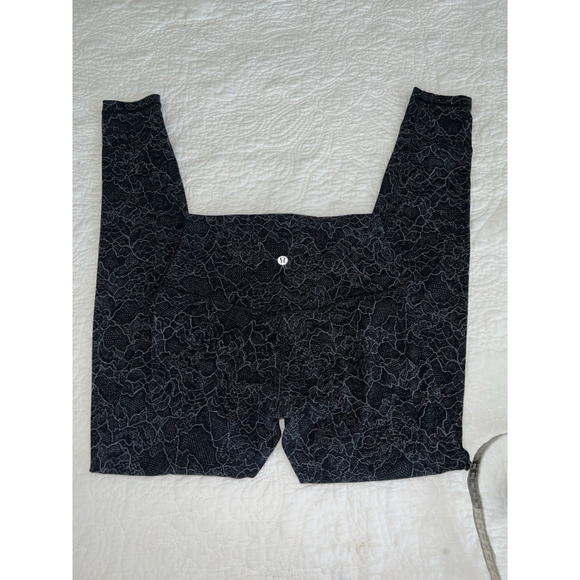 LULULEMON ALIGN HIGH RISE FULL LENGTH 28” LACESCAPE DARK CAST BLACK SIZE 4 - Picture 5 of 11